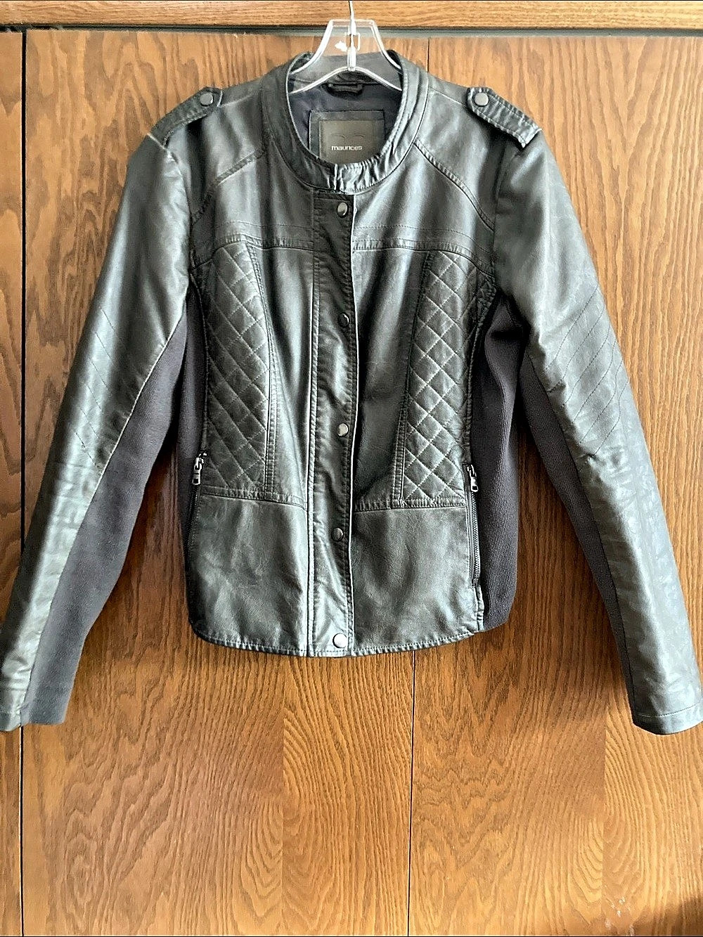 Maurices Faux Leather Quilted Jacket gray XL